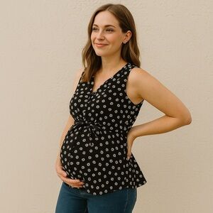 Black Floral Maternity Top